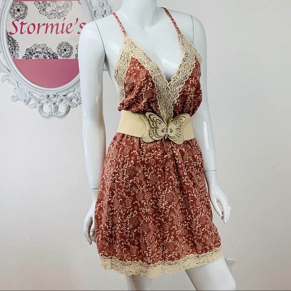 Listicle Dresses & Skirts - Listicle / Crochet Lace Floral Paisley Plunge Neck